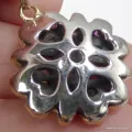 Pendentif turc rubis et émeraude fleur à 4 cœurs – Argent laiton