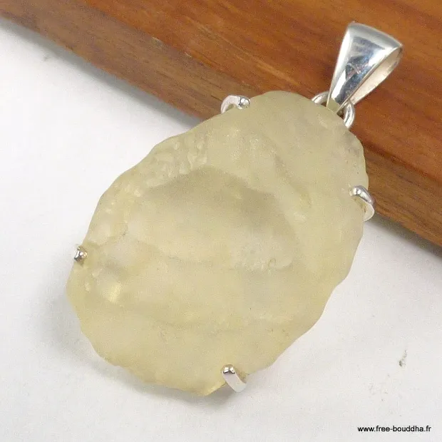 Pendentif Verre de Libye naturel – Pierre du plexus solaire - Pendentifs pierres naturelles