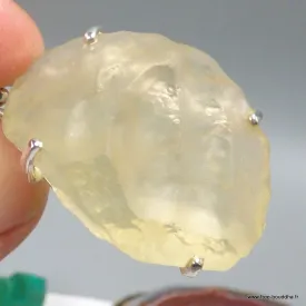 Pendentif Verre de Libye naturel – Pierre du plexus solaire - Pendentifs pierres naturelles
