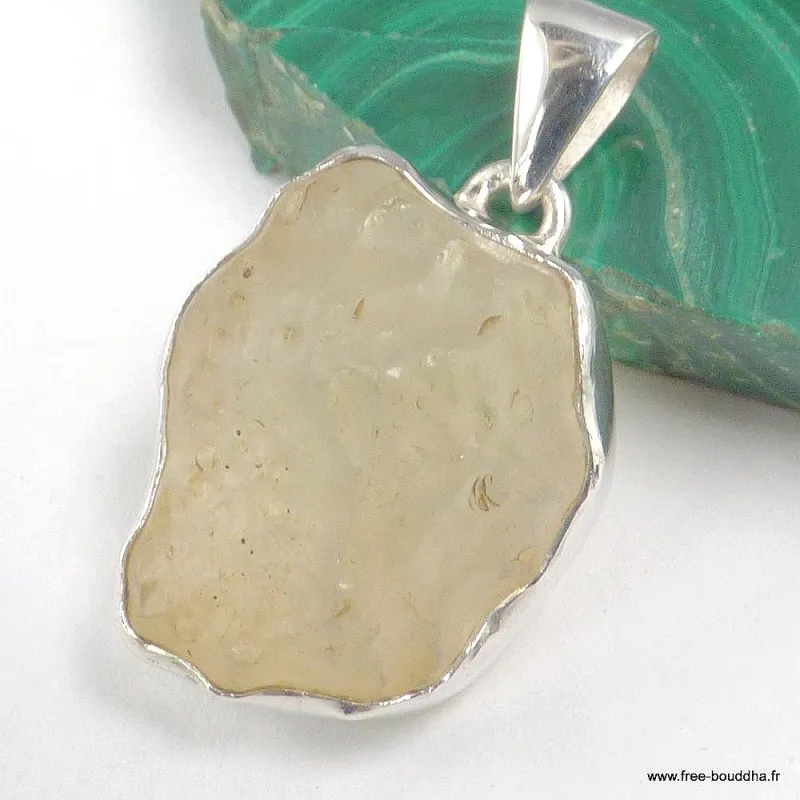 Petit pendentif Verre de Libye brut – Argent 925 poinçonné - Pendentifs pierres naturelles
