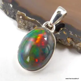 Pendentif Opale Noire Éthiopienne AAA – Argent 925