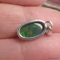Pendentif Opale Noire Éthiopienne Verte AAA – Argent 925