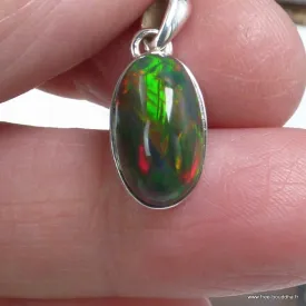 Pendentif Opale Noire Welo Rouge et Jaune AAA – Argent 925