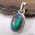 Pendentif Opale Noire Welo Bleue AAA – Ovale Argent 925