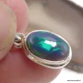 Pendentif Opale Noire Welo Bleue AAA – Ovale Argent 925