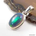 Pendentif Opale Noire Welo Bleue AAA – Ovale Argent 925