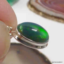 Pendentif Opale Noire Welo Vert Profond AAA – Argent 925