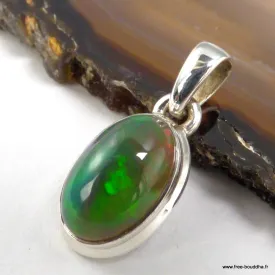 Pendentif Opale Noire Welo Vert Profond AAA – Argent 925