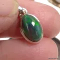 Pendentif Opale Noire Welo Vert Profond AAA – Argent 925