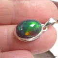 Pendentif Opale Noire Welo Vert et Bleu AAA – Argent 925
