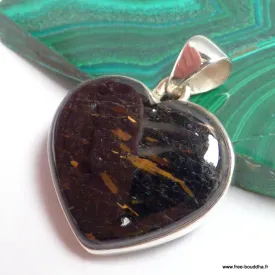 Pendentif Coeur en Nuumite du Groenland - Authentique - Pendentifs pierres naturelles