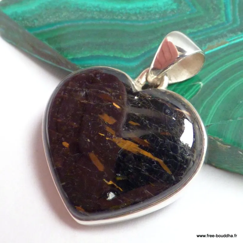 Pendentif Coeur en Nuumite du Groenland - Authentique - Pendentifs pierres naturelles