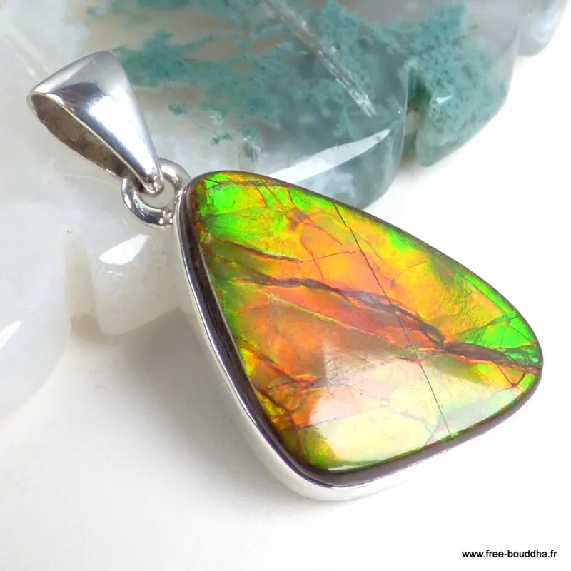Pendentif Ammolite Authentique forme libre - Canada - Pendentifs pierres naturelles