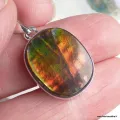 Pendentif Ammolite Authentique rouge feu - Argent 925 - Pendentifs pierres naturelles
