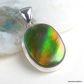 Pendentif Ammolite fondu de vert orange - Authentique - Pendentifs pierres naturelles