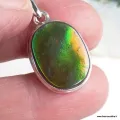 Pendentif Ammolite fondu de vert orange - Authentique - Pendentifs pierres naturelles
