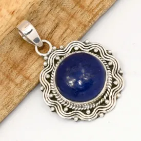 Pendentif Lapis lazuli rond grade AAA – argent 925 - Bijoux en Lapis-lazuli