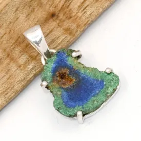 Pendentif Azrutie Malachite stalactite forme libre - Bijoux en Azurite Malachite