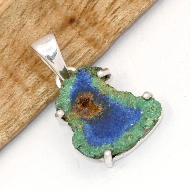 Pendentif Azrutie Malachite stalactite forme libre - Bijoux en Azurite Malachite