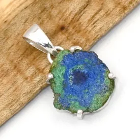 Pendentif Azrutie Malachite stalactite ronde brute - Bijoux en Azurite Malachite