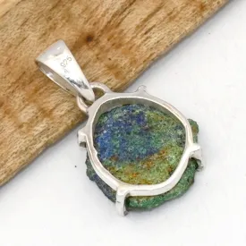 Pendentif Azrutie Malachite stalactite ronde brute - Bijoux en Azurite Malachite