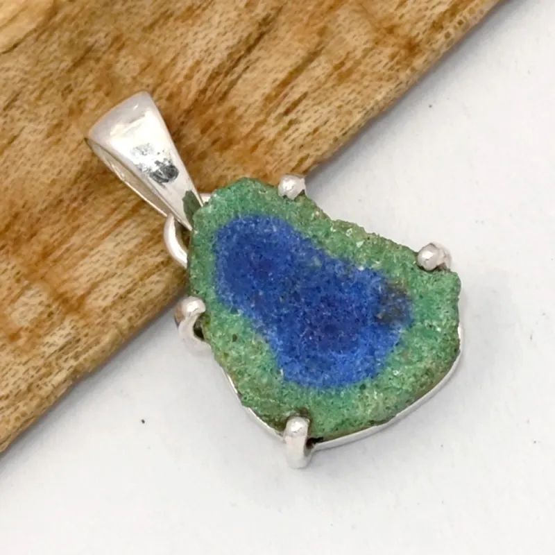 Pendentif Azrutite Malachite stalactite naturelle - Bijoux en Azurite Malachite