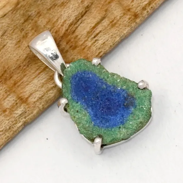 Pendentif Azrutite Malachite stalactite naturelle - Bijoux en Azurite Malachite
