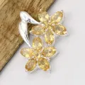 Pendentif citrine facettée 2 fleurs - argent 925 - Bijoux en Citrine