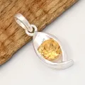 Pendentif moderne Citrine facettée en argent 925 - Bijou lithothérapie