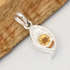 Pendentif moderne Citrine facettée en argent 925 - Bijou lithothérapie