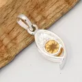 Pendentif moderne Citrine facettée en argent 925 - Bijou lithothérapie