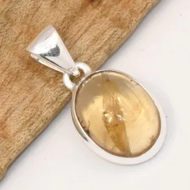 Pendentif Citrine cabochon ovale en argent 925 - Bijoux en Citrine