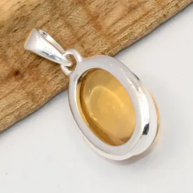 Pendentif Citrine cabochon ovale en argent 925 - Bijoux en Citrine