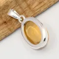 Pendentif Citrine cabochon ovale en argent 925 - Bijoux en Citrine