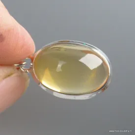 Grand Pendentif Citrine cabochon limpide -argent 925 - Bijoux en Citrine