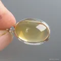 Grand Pendentif Citrine cabochon limpide -argent 925 - Bijoux en Citrine