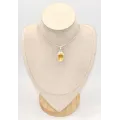 Grand Pendentif Citrine cabochon limpide -argent 925 - Bijoux en Citrine