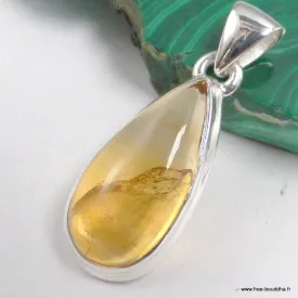 Pendentif Citrine cabochon goutte - belle inclusion - Bijoux en Citrine