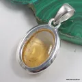 Pendentif Citrine cabochon ovale à inclusions - argent - Bijoux en Citrine