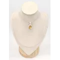 Pendentif Citrine cabochon ovale à inclusions - argent - Bijoux en Citrine
