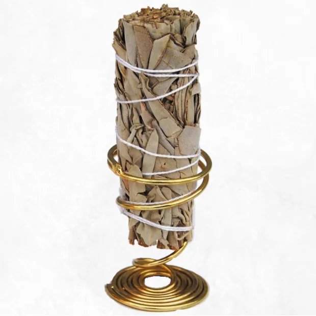 Porte-encens Palo Santo et fagot de sauge en laiton | Éveil Oriental