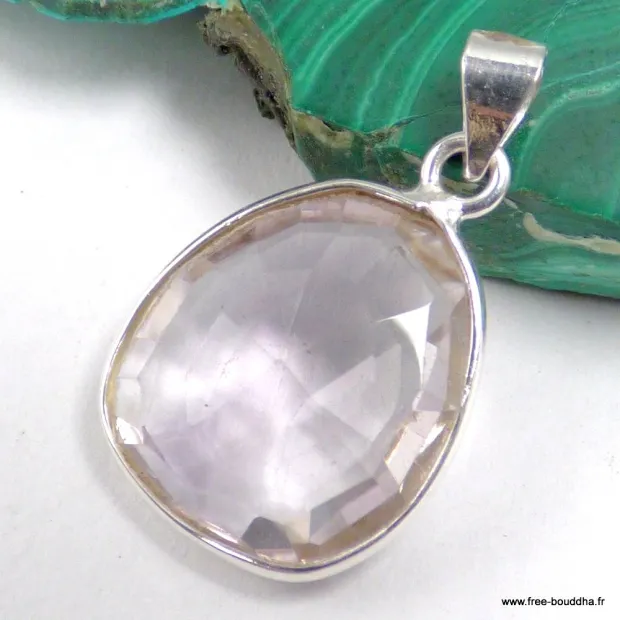 Pendentif Améthyste Rose de France Argent 925 | Free Bouddha