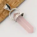 Pendentif Quartz rose naturel et Onyx noir cabochon - Pendentifs pierres naturelles