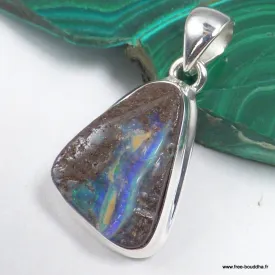 Pendentif opale Boulder d'Australie forme libre – argent 925