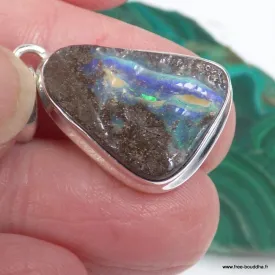 Pendentif opale Boulder d'Australie forme libre – argent 925