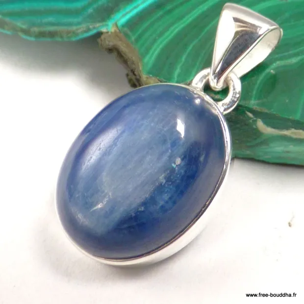 Pendentif cyanite bleue naturelle, cabochon ovale - Pendentifs pierres naturelles
