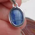 Pendentif Cyanite bleue cabochon ovale, argent 925 - Pendentifs pierres naturelles