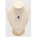 Pendentif Cyanite bleue cabochon ovale, argent 925 - Pendentifs pierres naturelles
