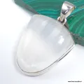 Pendentif Selenite naturelle semi-ovale argent 925 - Bijoux en Sélénite