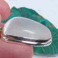 Pendentif Selenite naturelle semi-ovale argent 925 - Bijoux en Sélénite